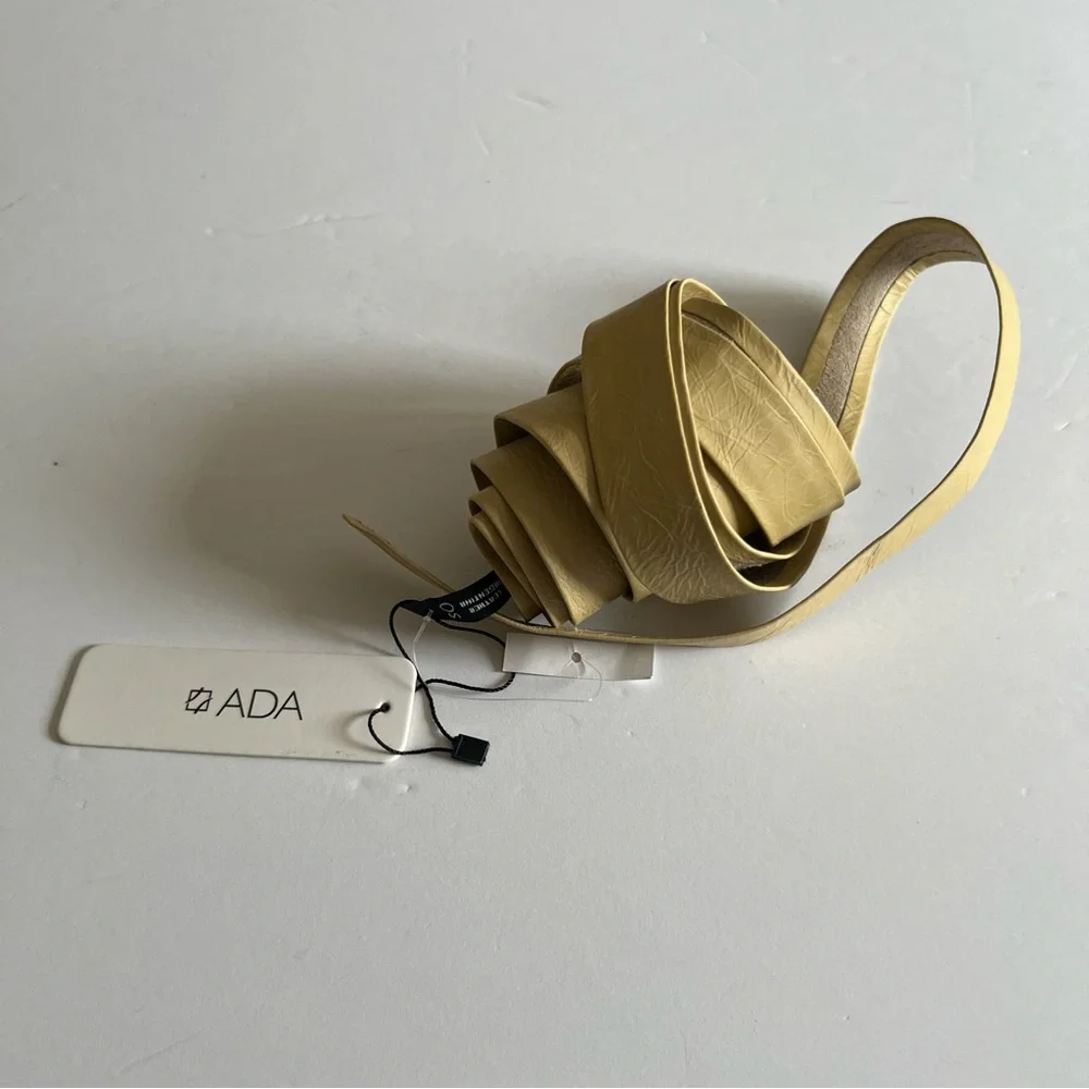 ADA LEATHER WRAP BELT PALE YELLOW OS NWT